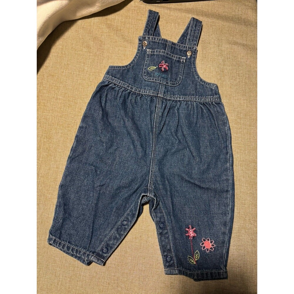 Vintage Oshkosh Bibs Overalls Embroidered FlowerS 3-6 Months